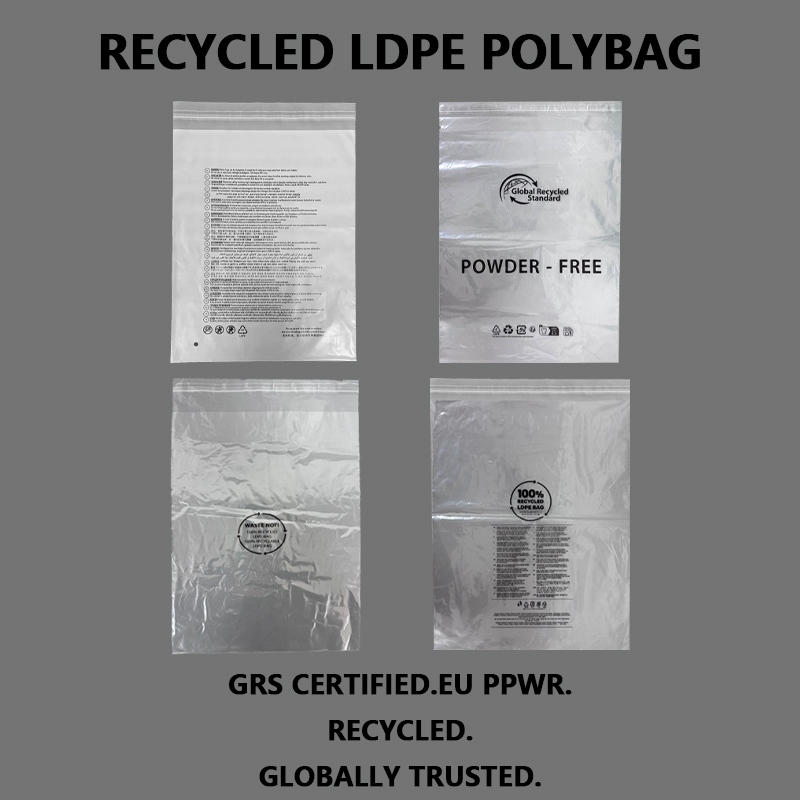 Xüsusi Təkrar emal edilmiş LDPE Polybag GRS Sertifikatlı Qablaşdırma Çantası